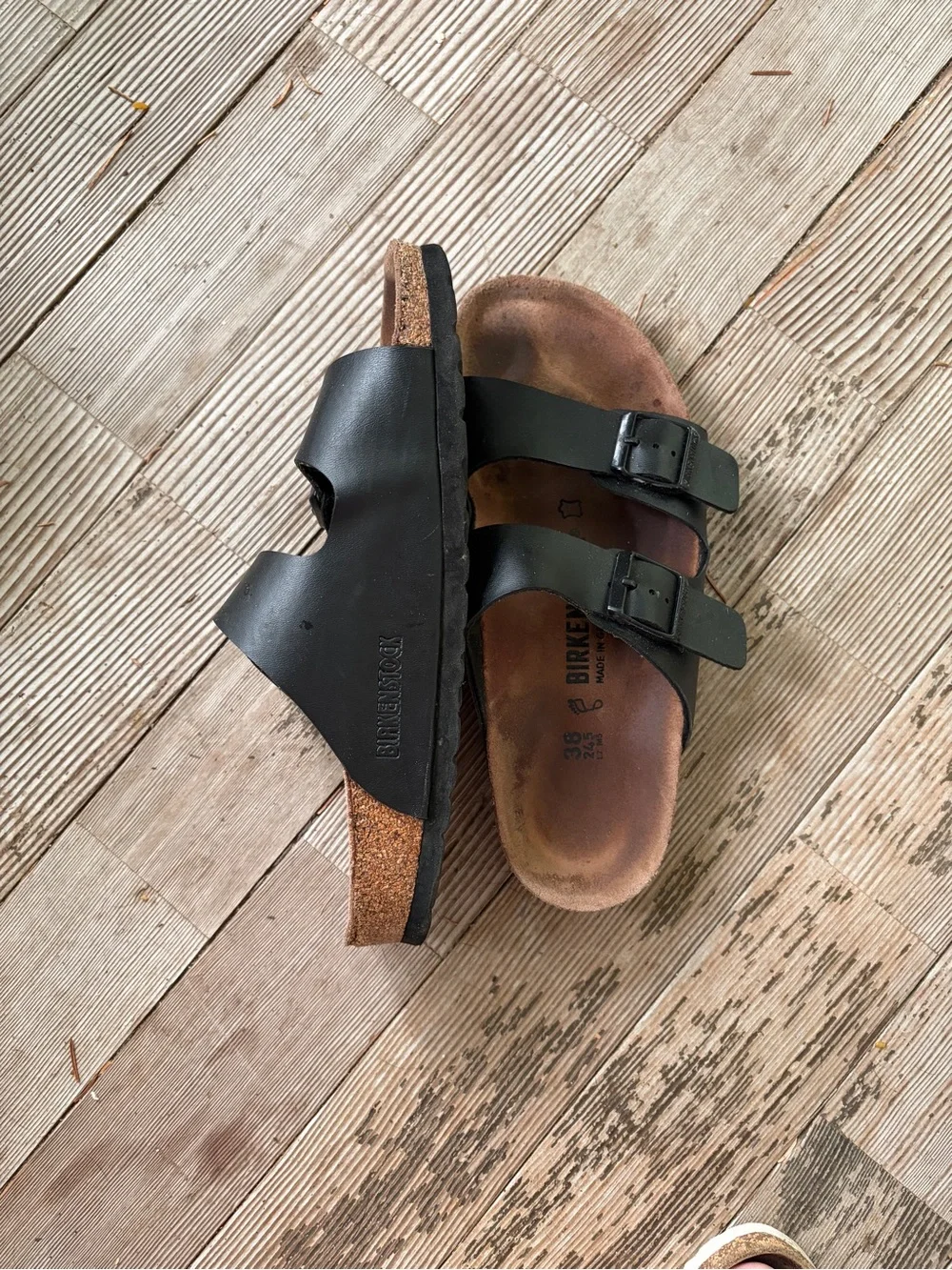 Birkenstock Black Leather Double Strap Slide Sandals Women’s Size 7